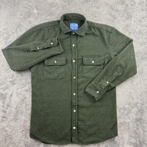Tailorbyrd The Sweatershirt Mens Medium Green Check Knit Button Up Casual